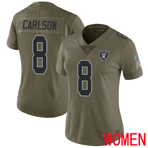 Oakland Raiders Limited Olive Women Daniel Carlson Jersey NFL Football #8 2017 Salute to Service Jersey